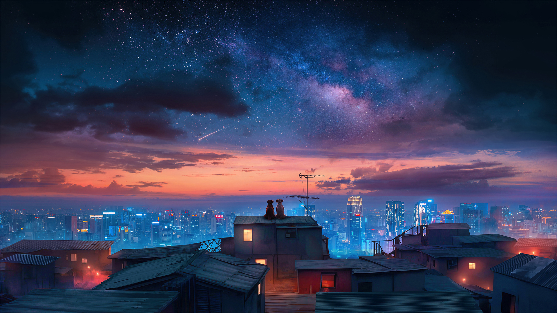 ['高清夜空风景壁纸 星空摄影图片 星星月亮自然景观']