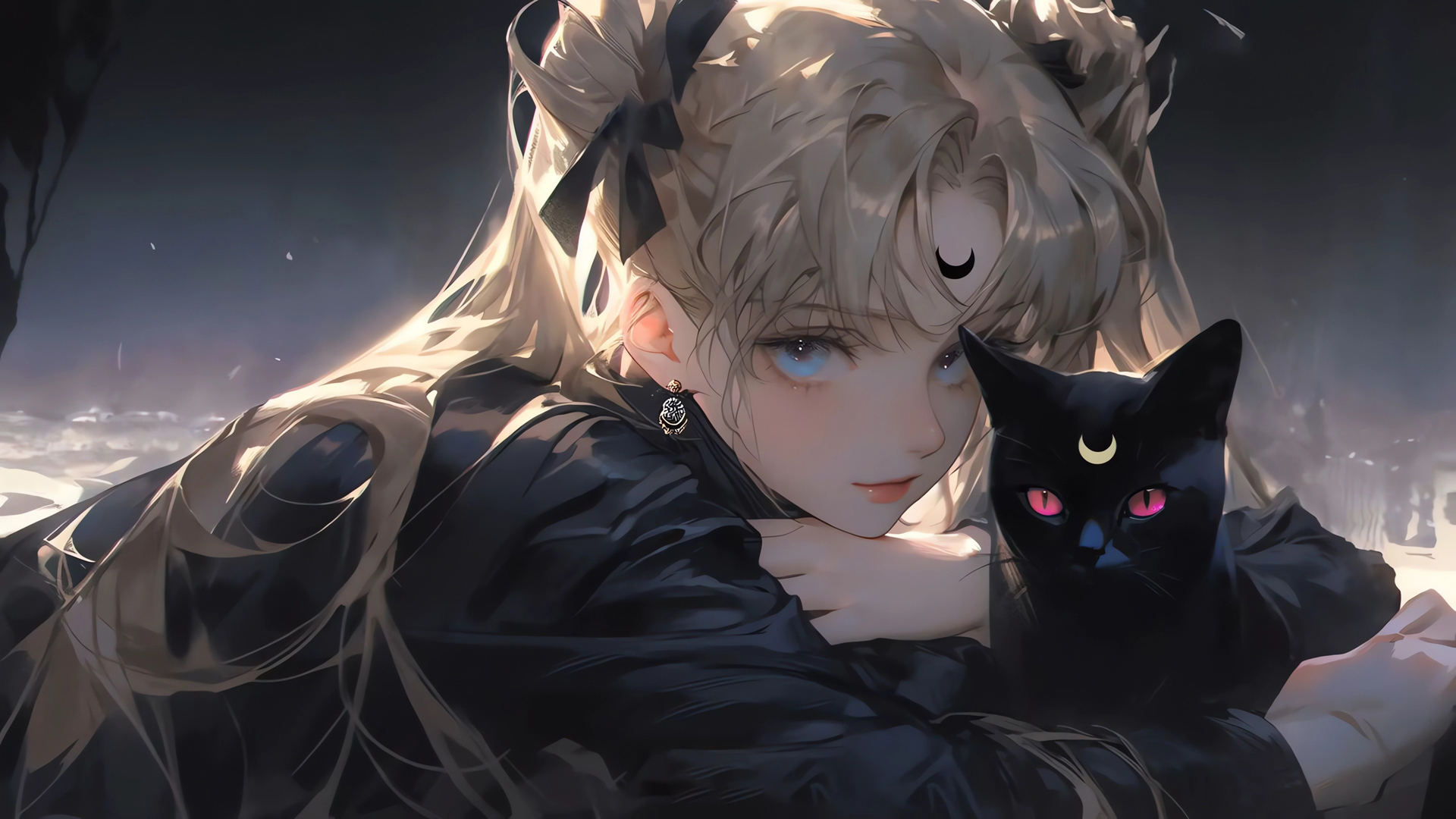 ['美少女战士 黑猫 月牙 动漫壁纸 高清电脑壁纸']