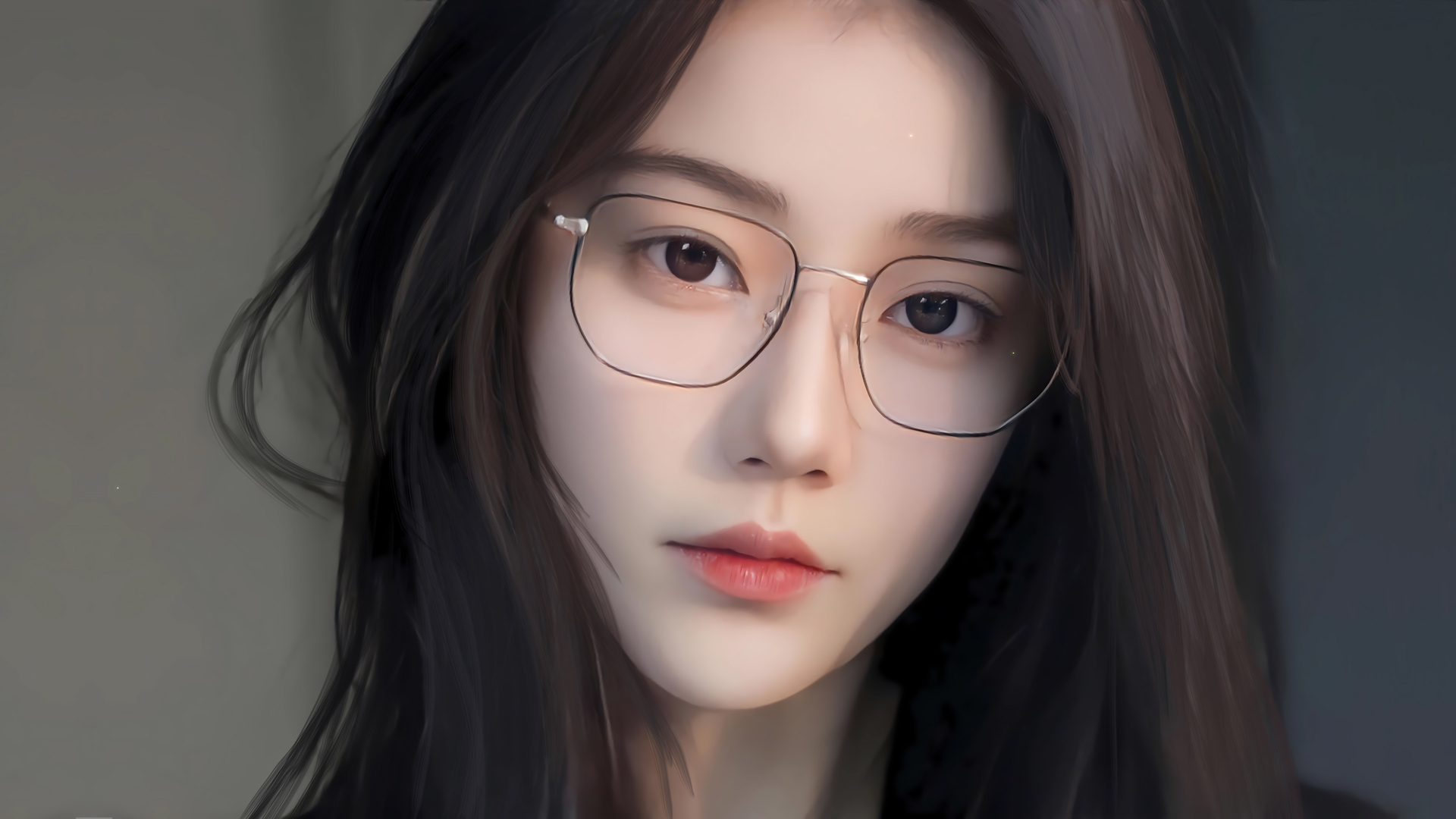 ['4K长发戴眼镜美女壁纸 高清桌面壁纸']
