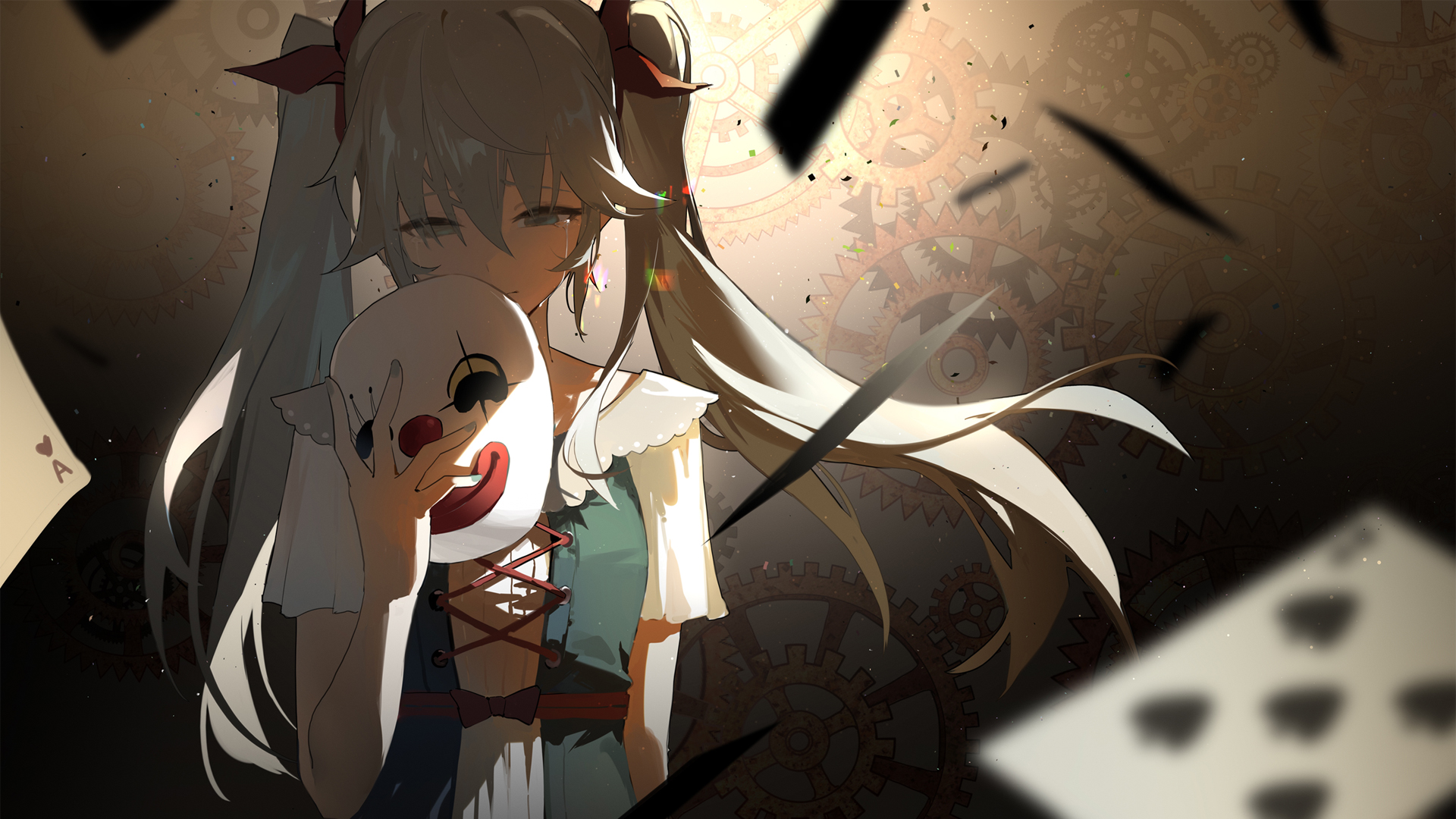 ['初音未来 小丑面具 4K高清 带鱼屏 动漫壁纸']