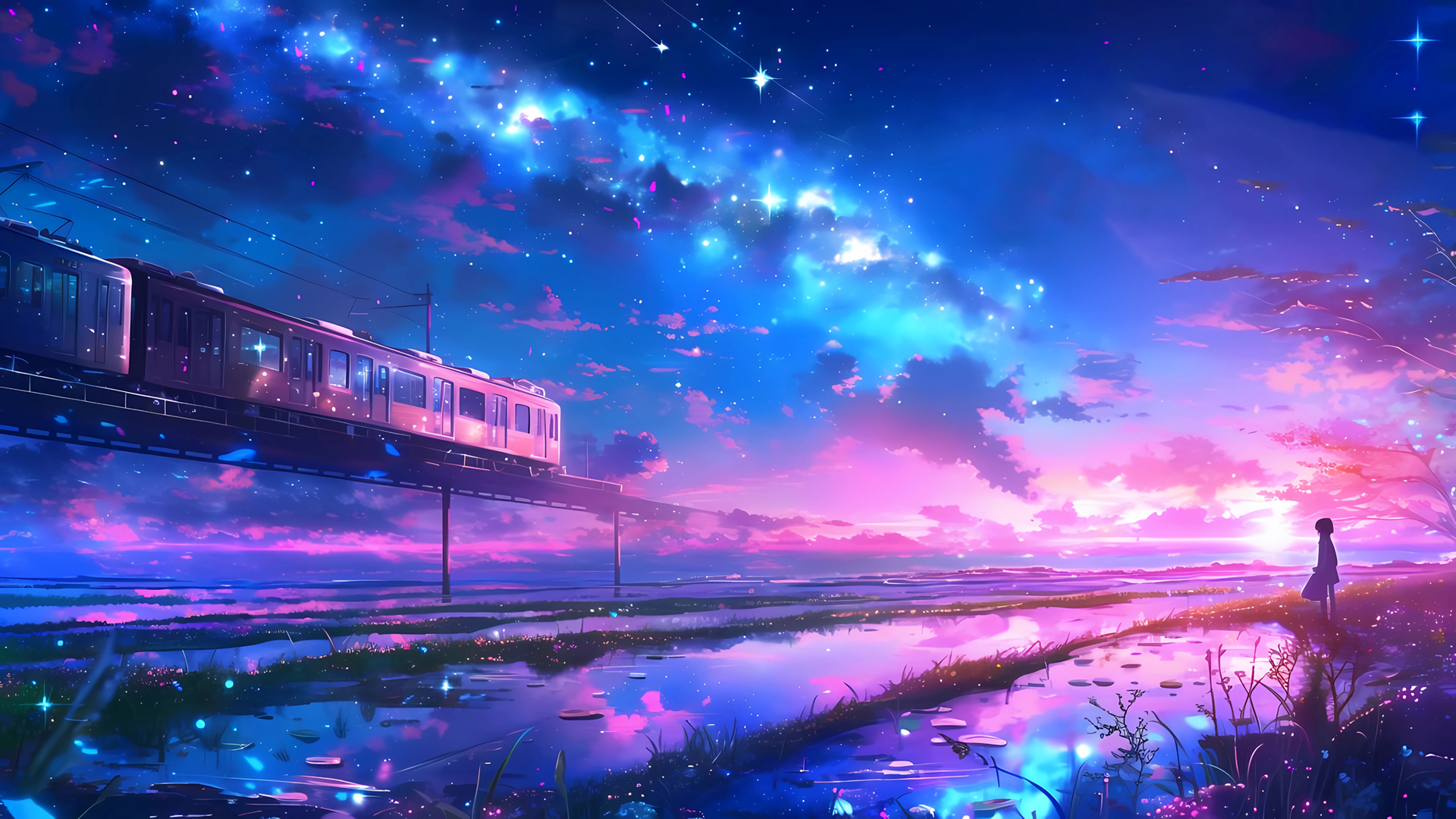 ['星空列车 动漫风景 电脑壁纸 4K高清 动态壁纸']