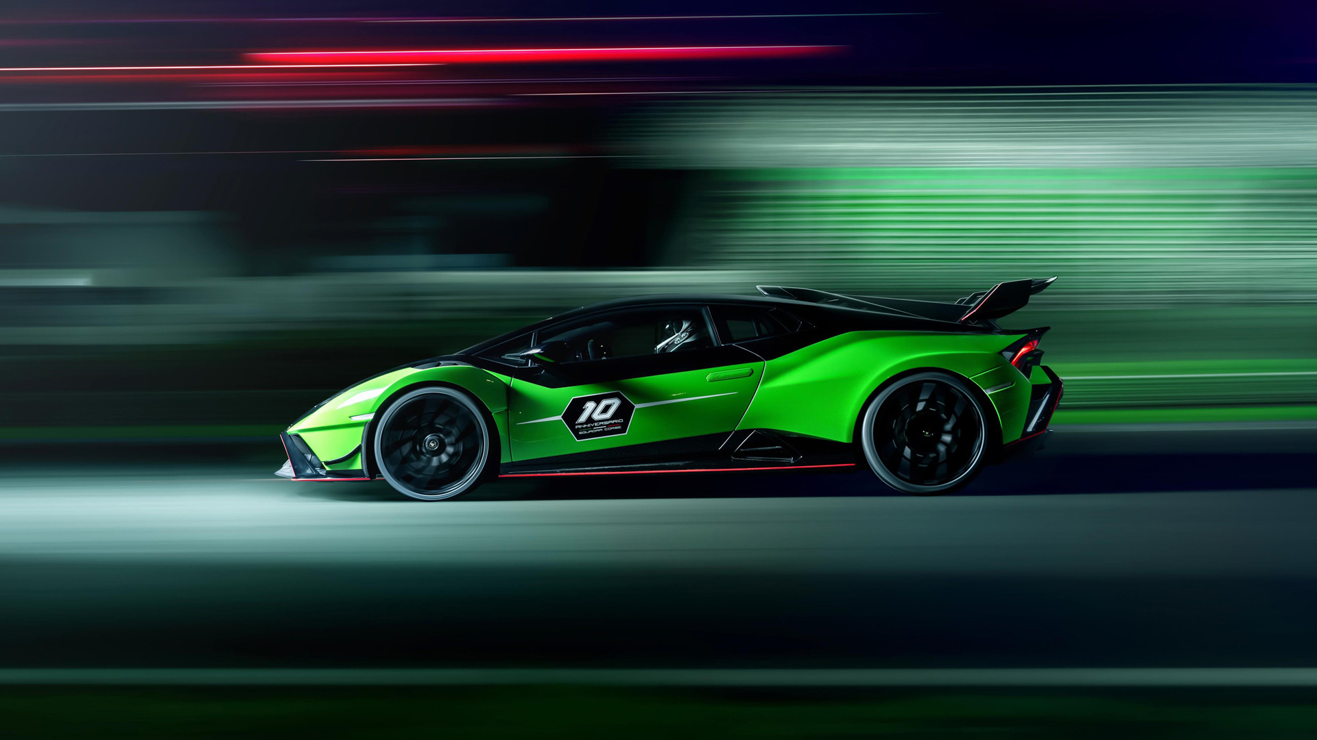 ['兰博基尼 Huracan STO SC 10 Anniversario 绿色赛车 限量纪念版 高性能超跑 电脑壁纸']