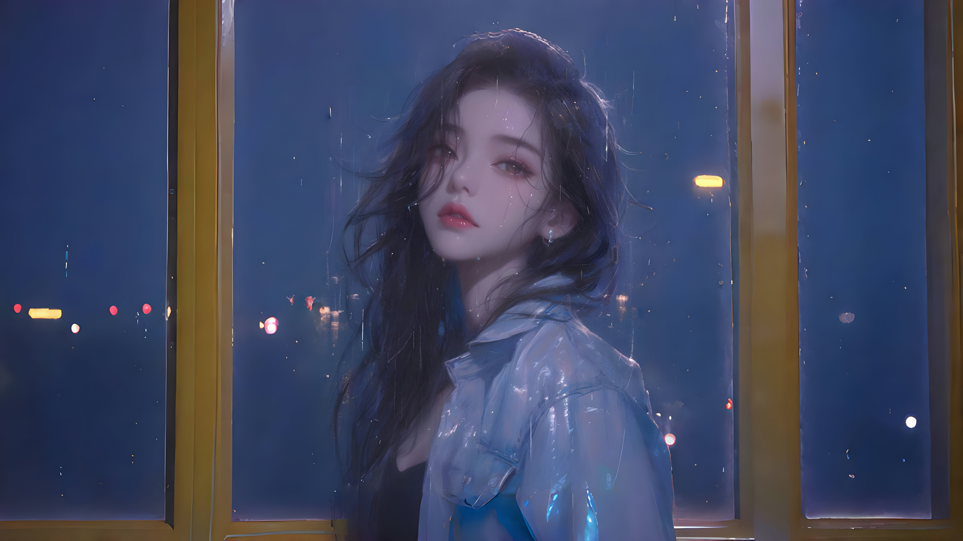 ['窗边女孩 心情动漫 高清壁纸']