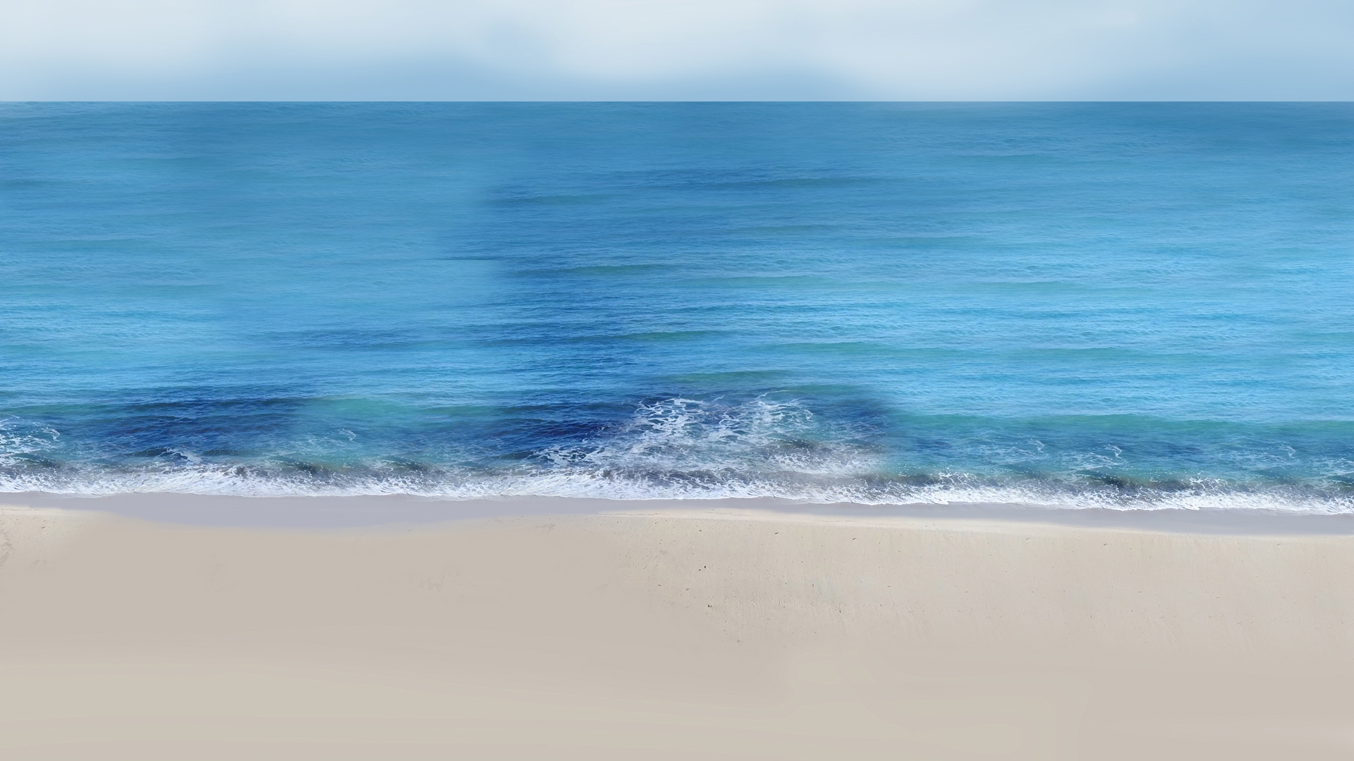 ['手绘大海风景 海边海滩壁纸 电脑壁纸']