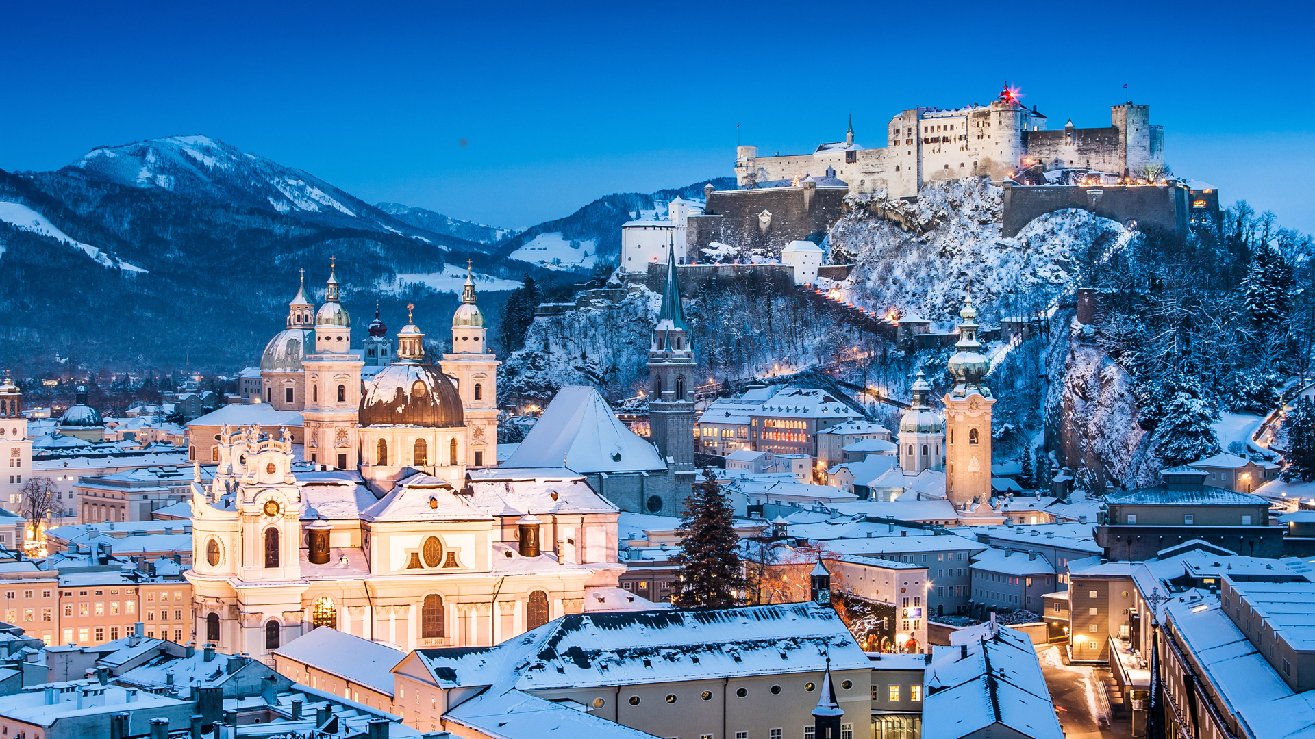 ['萨尔茨堡 冬天 雪景 冰雪 风景 壁纸']
