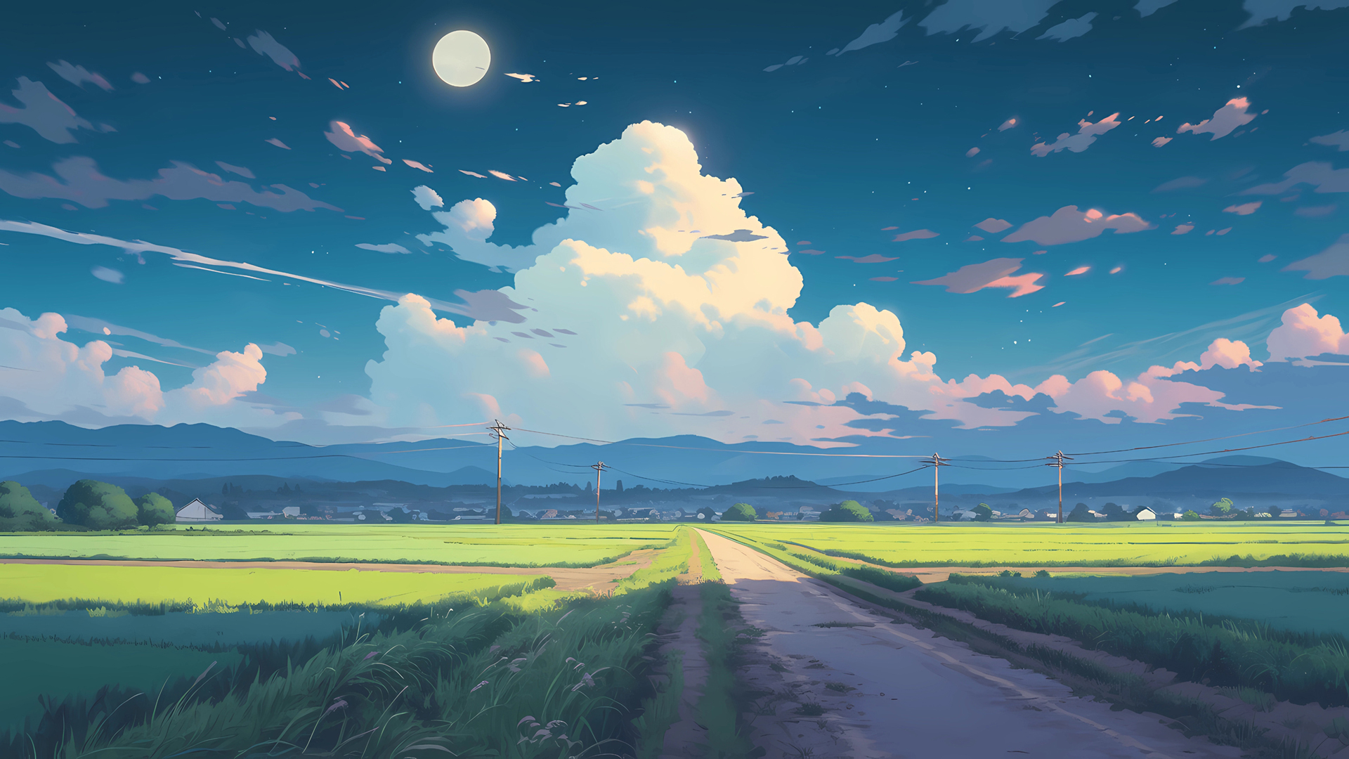 ['宁静乡村小路自然风景壁纸高清摄影']