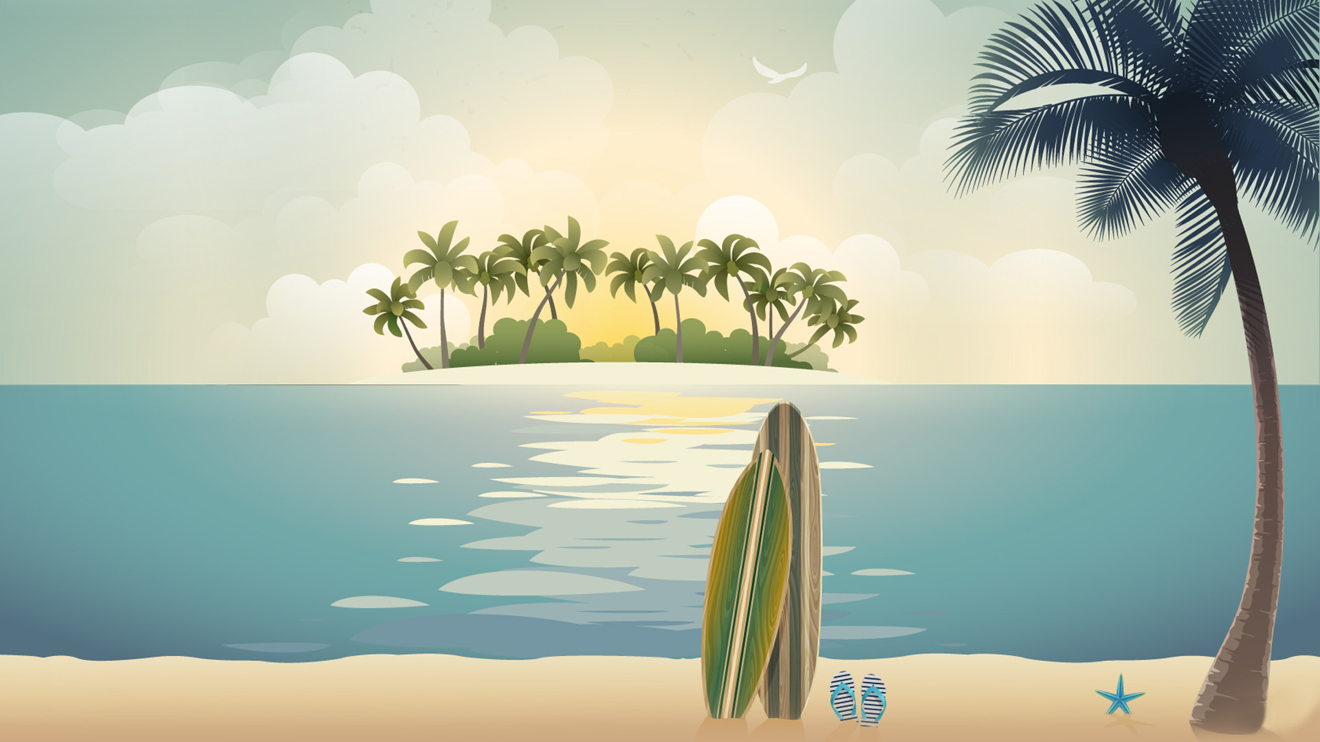 ['夏日海滩 高清风景 桌面壁纸 沙滩风光 夏季清凉']