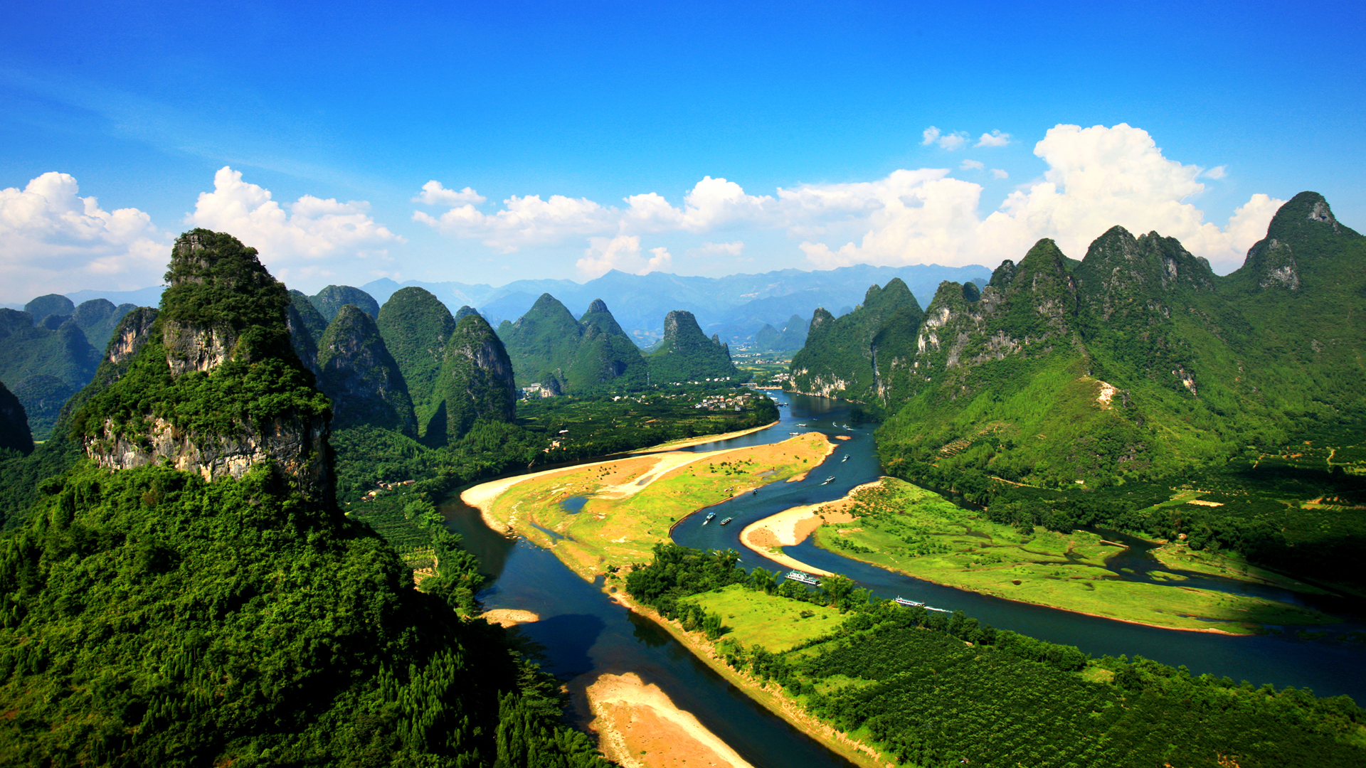 ['桂林山水 自然风光 壁纸 漓江 阳朔 梯田 象鼻山']