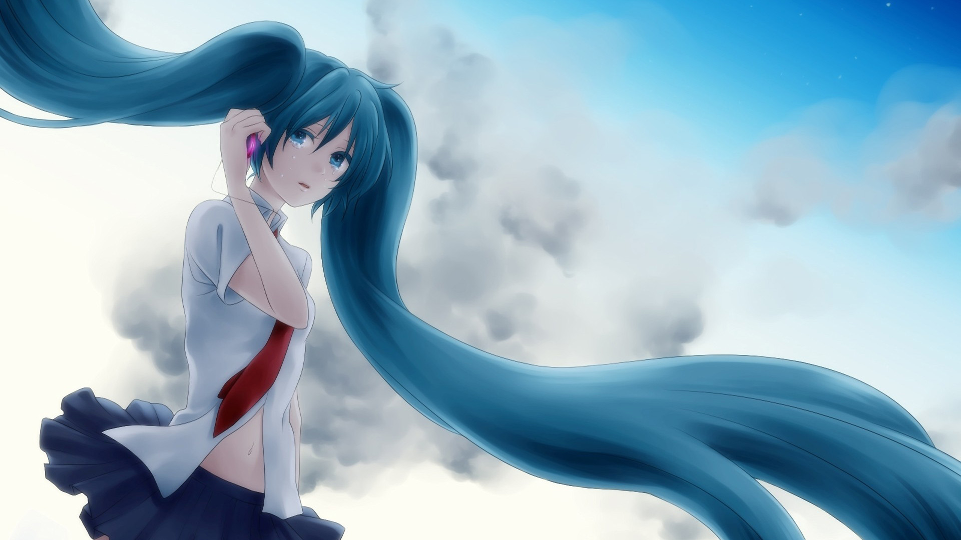 ['初音未来 泪水 云朵 壁纸']