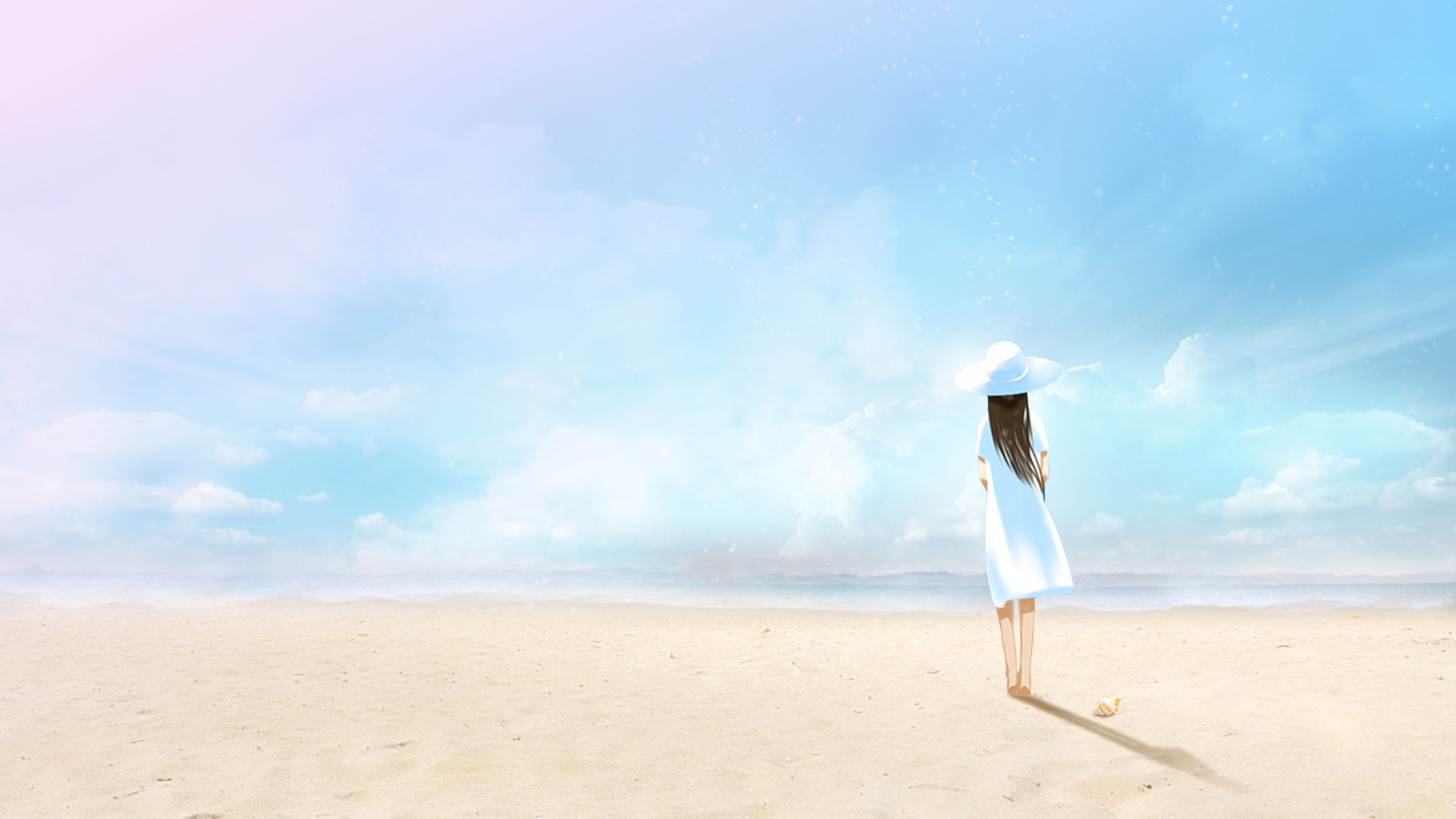 ['海边女孩 唯美高清 小清新文艺风 手机4K壁纸']