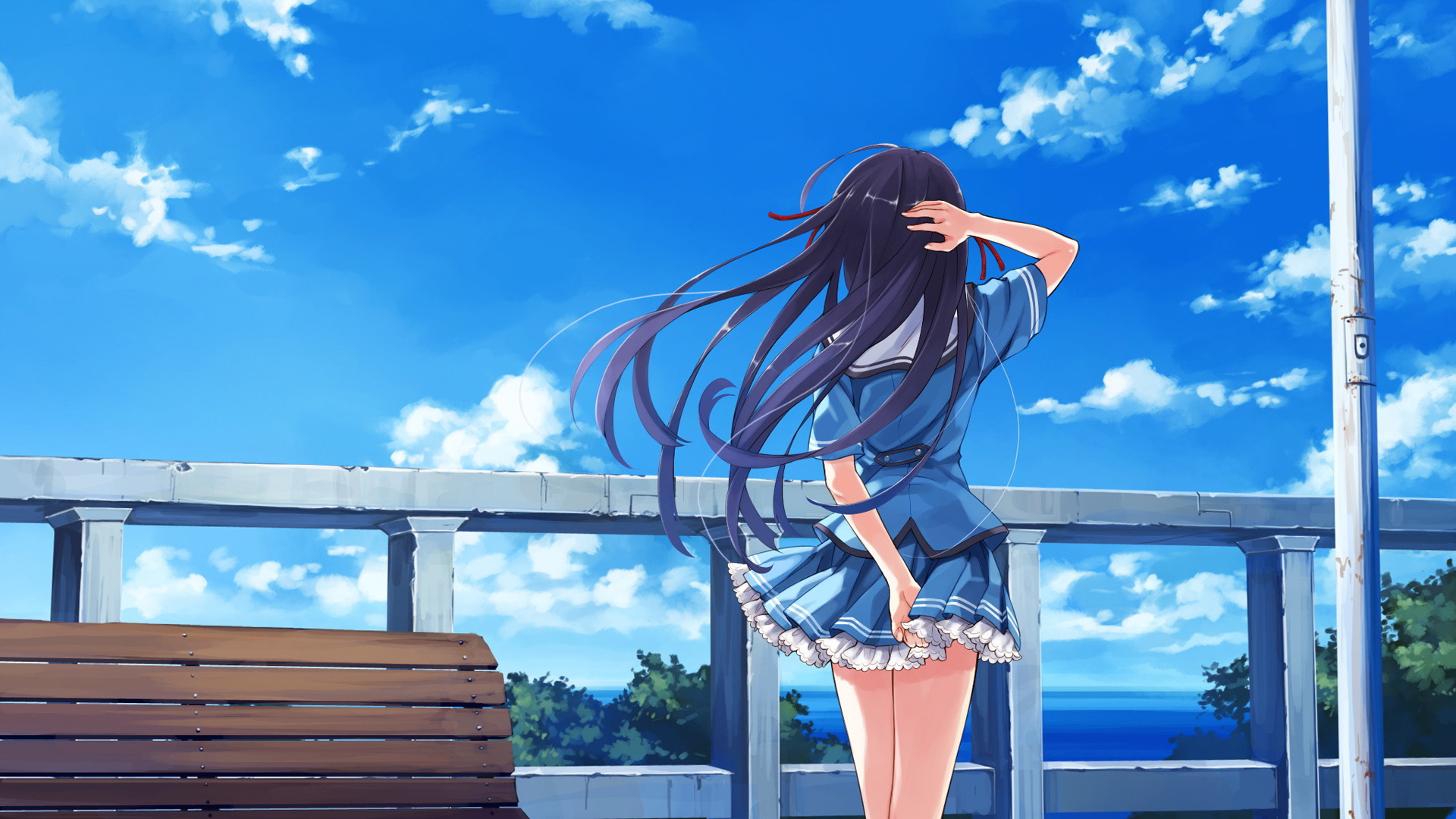 ['高清动漫女孩天空码头唯美壁纸合集']