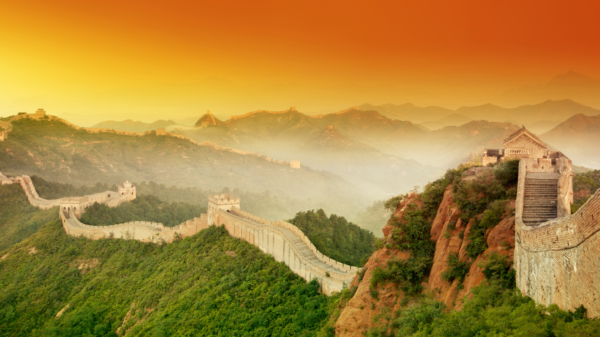 ['金色 万里长城 风景 桌面壁纸']