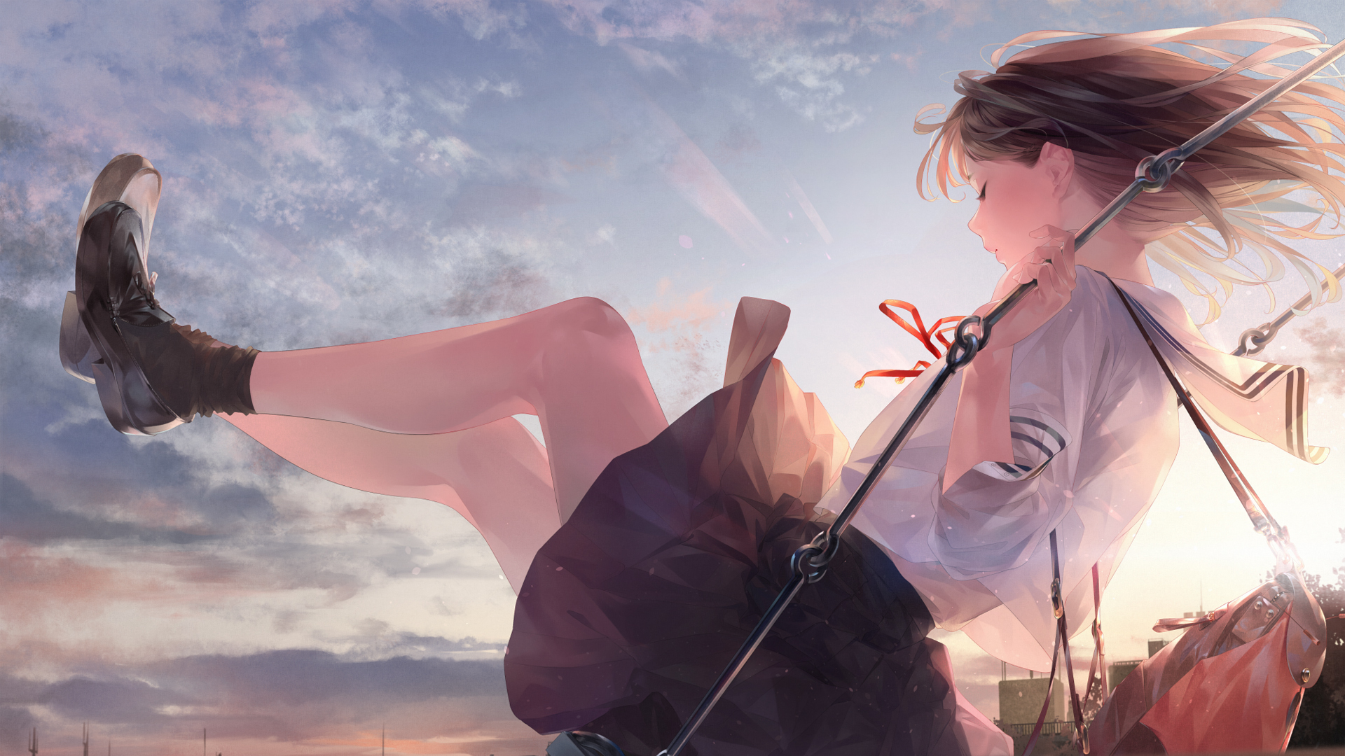 ['高清动漫壁纸 水手服女生 4K二次元壁纸']