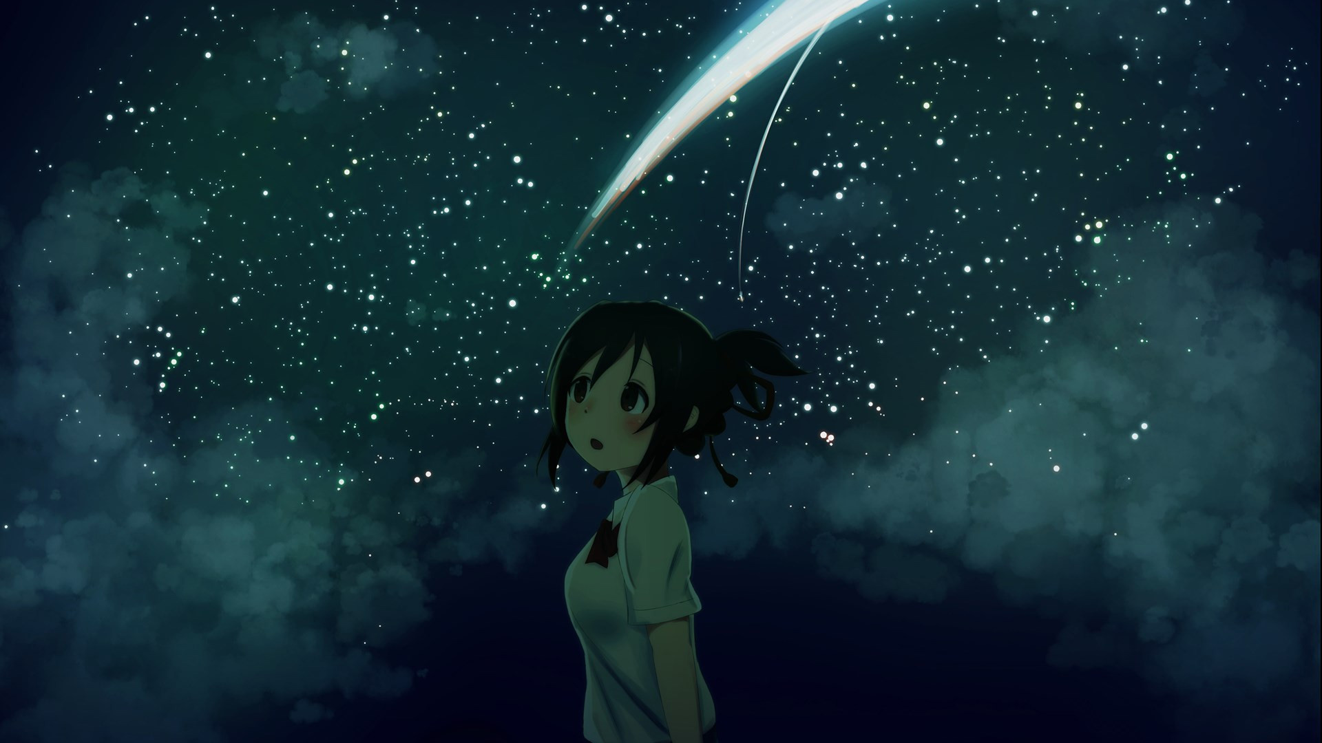 ['星空 女生 你的名字 动漫壁纸 高清电脑桌面壁纸']