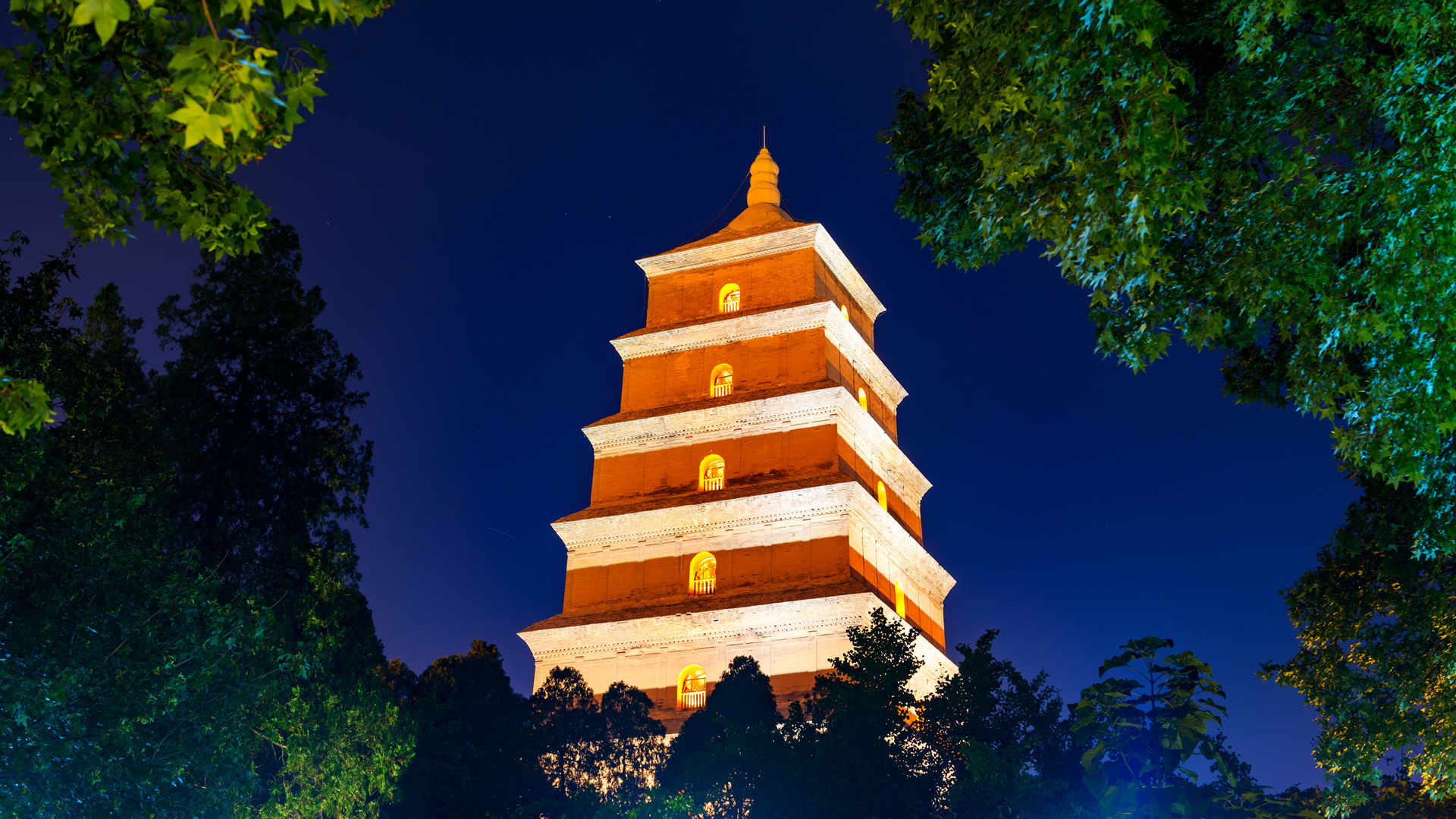 ['西安 大雁塔 夜景 高清壁纸']